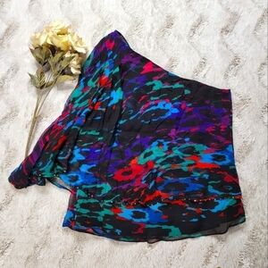 Aryn K 100% Silk Shell One Shoulder Multicolor Camouflage Blouse Size 6